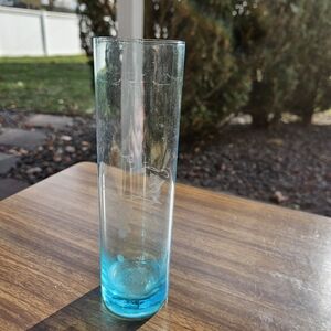 Cylindrical Turquoise Glass Vase